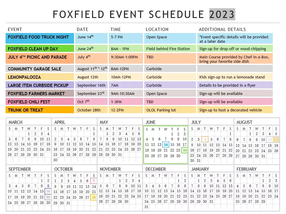 2023 Event Calendar